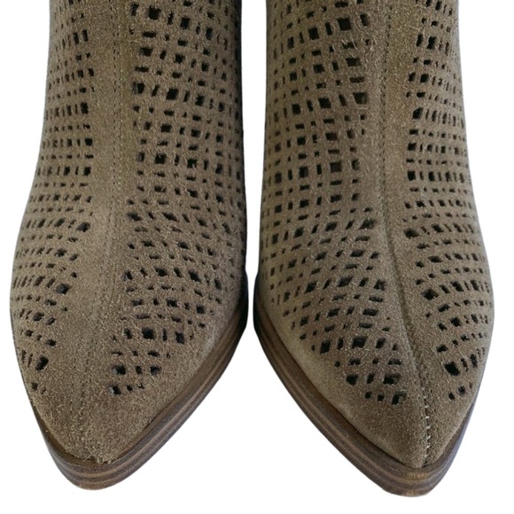 Marc Fisher, Arwen Perforated Pointed-toe Suede Bootie, Tan, Brown - Picture 3 of 10